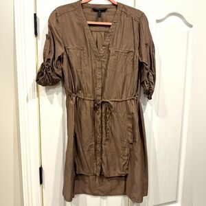 BCBGMAXAZRIA tan tie front dress